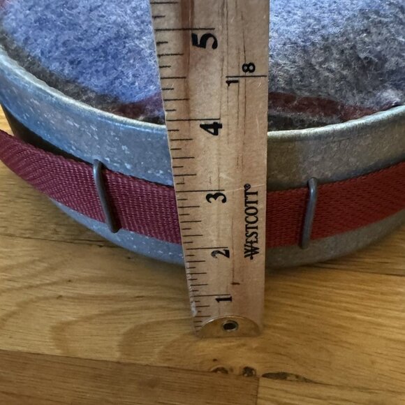 Vintage Round Striped Fleece Metal & Plastic Canteen, Long Strap, Retro Gear - Picture 8 of 10